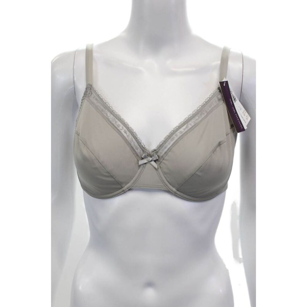 Princesse Tam Tam Womens Lace Trim Detail Bow Accent Underwire Bra Gray Size 34D
